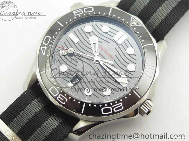 0107 2018 Seamaster Diver 300M VSF Best Edition Black Ceramic Dial on Black Gray Nato Strap A Unique 8057